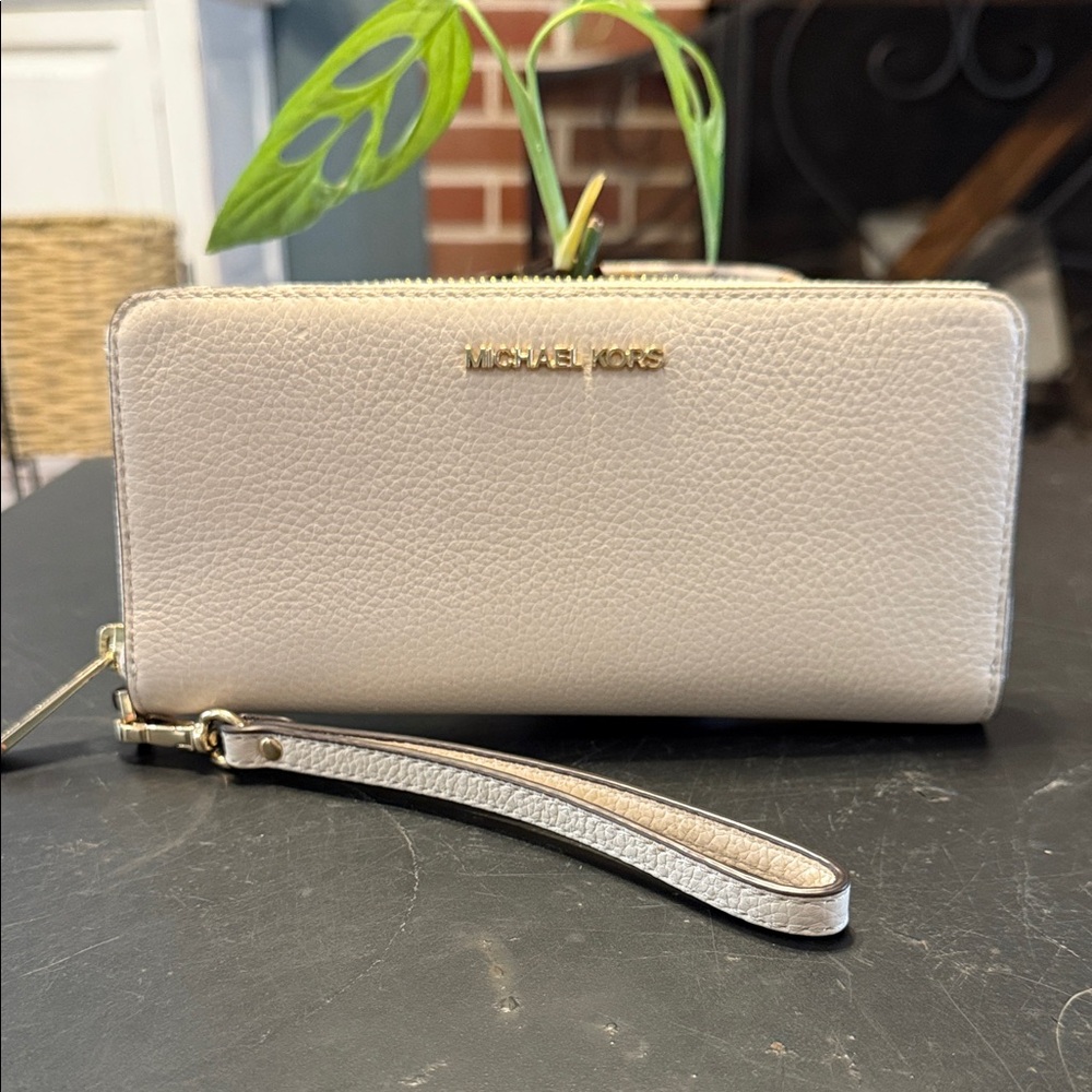 Michael Kors Cream Pebbled Leather Wallet